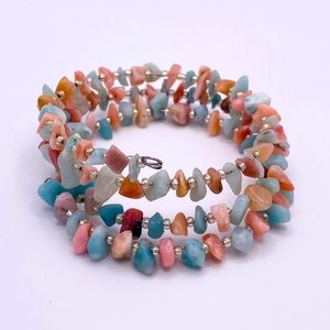 Amazonite and Rhodonite Memory Bracelet